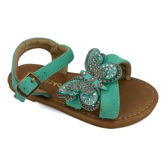 NIB ~ Sweet Turquoise Butterfly Sandal Toddler 3 - Picture 1 of 9